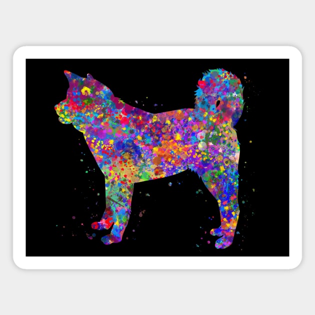 akita dog watercolor Magnet by Yahya Art